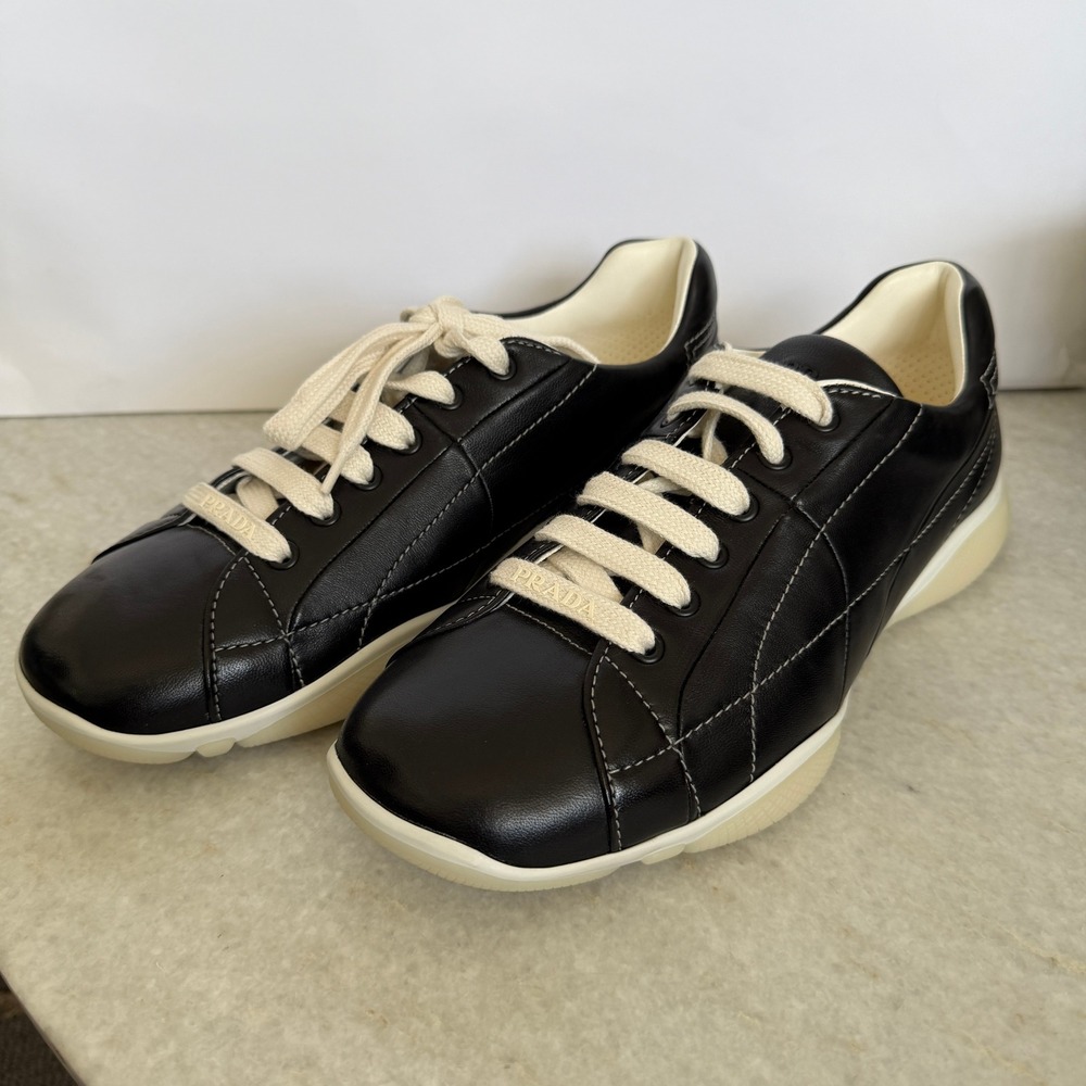 Prada re-edition Men's Black Nappa Leather Sneakers Shoes 2EE429, Size UK 8 - Picture 6 of 16